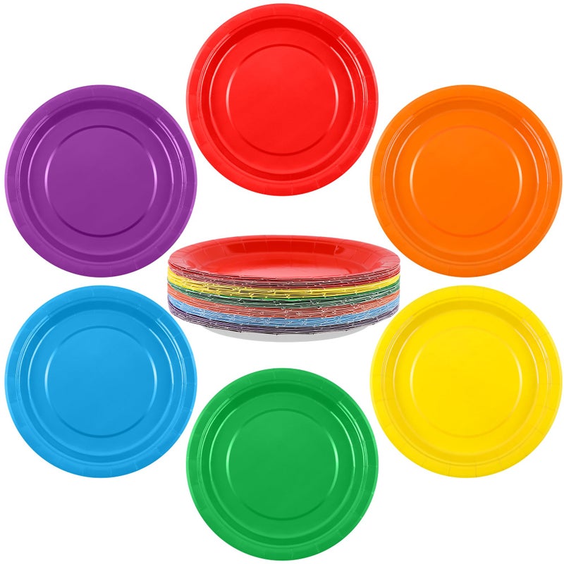 Breroa 72 Pieces 9 Inch Colored Paper Plates Disposable Heavy Duty Paper Plate Sustainable Dinner Dessert Plate Decorative Plates Bulk for Parties  Holidays  Picnics - Image 1