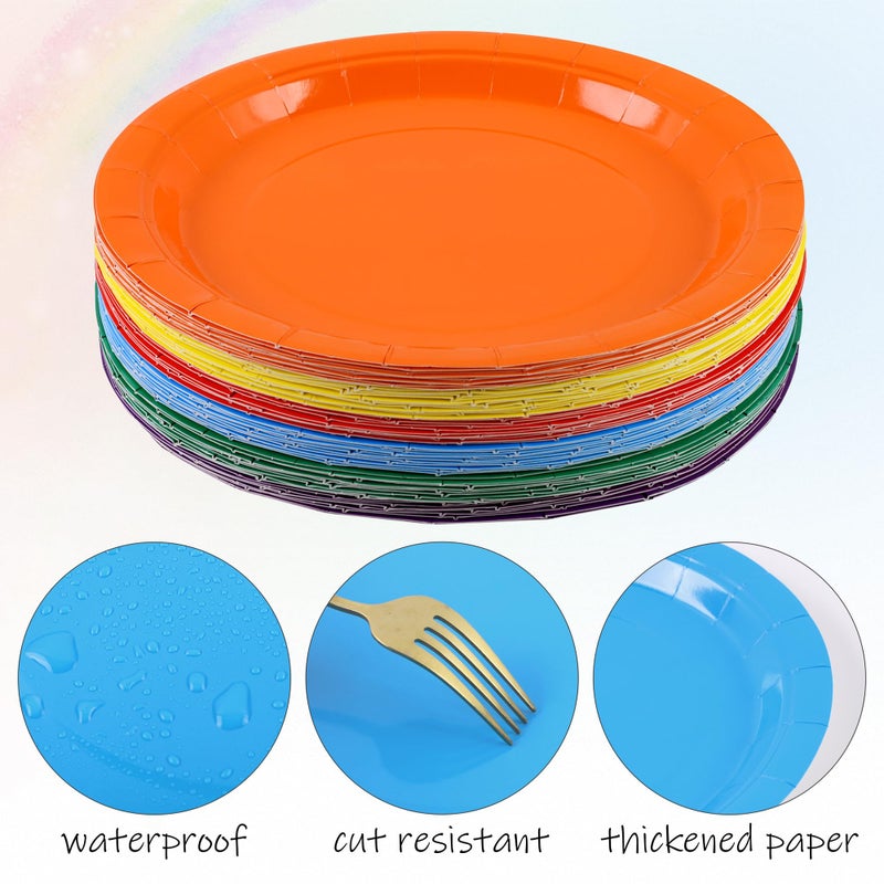 Breroa 72 Pieces 9 Inch Colored Paper Plates Disposable Heavy Duty Paper Plate Sustainable Dinner Dessert Plate Decorative Plates Bulk for Parties  Holidays  Picnics - Image 3