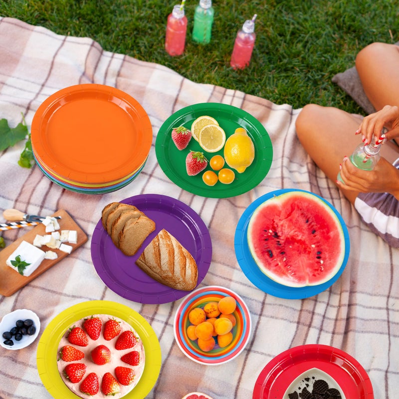 Breroa 72 Pieces 9 Inch Colored Paper Plates Disposable Heavy Duty Paper Plate Sustainable Dinner Dessert Plate Decorative Plates Bulk for Parties  Holidays  Picnics - Image 5
