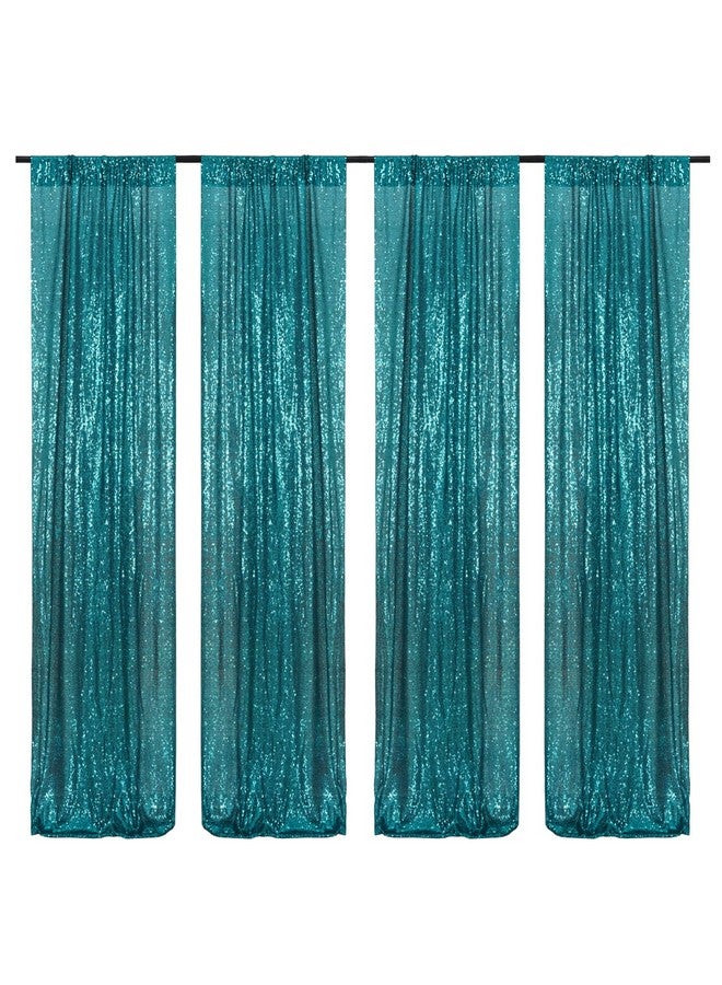 Poise3EHome Teal Sequin Backdrop Curtain 4 Panels Teal Sequin Backdrop 2Ftx8Ft Sequin Curtains For Party Wedding Sequence Backdrop - Image 2