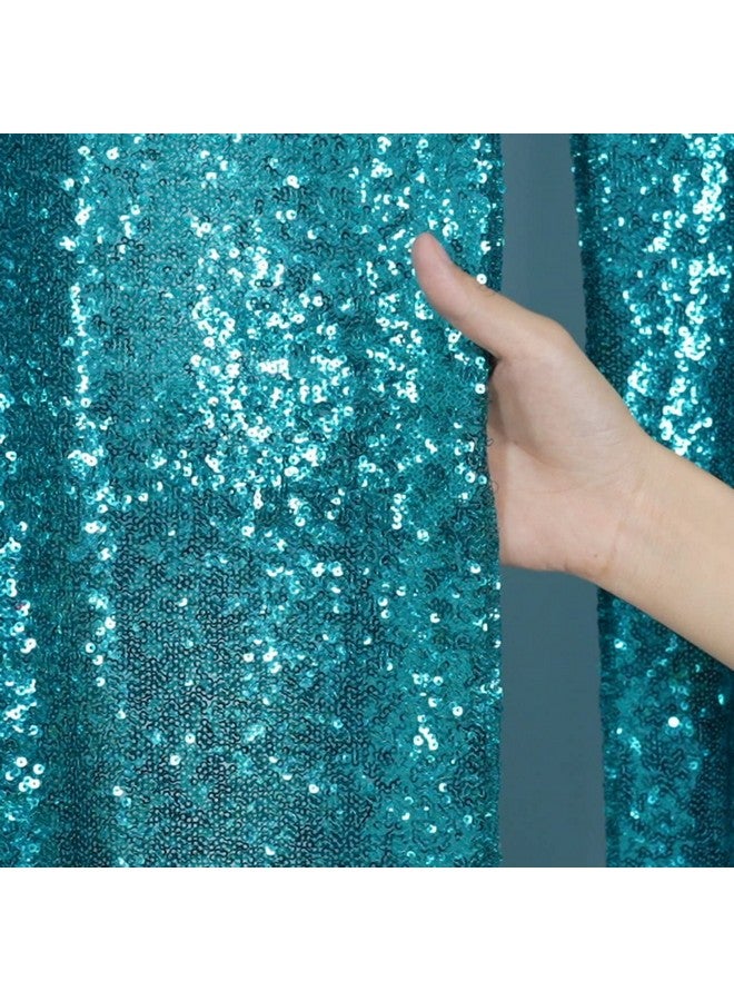 Poise3EHome Teal Sequin Backdrop Curtain 4 Panels Teal Sequin Backdrop 2Ftx8Ft Sequin Curtains For Party Wedding Sequence Backdrop - Image 4