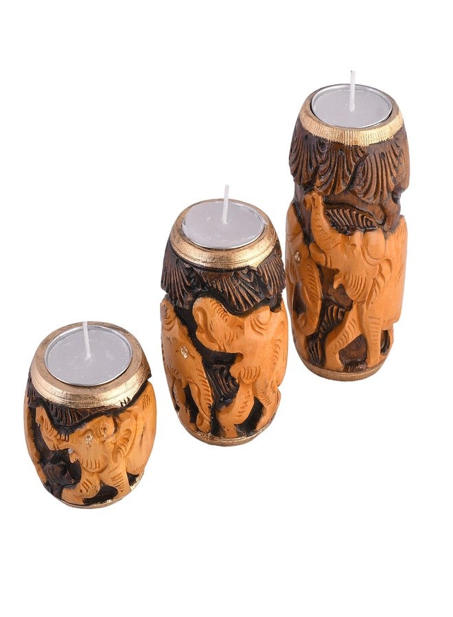 Craftam Wooden Tea Light Candle Stand Holder for Home Décor, Gifts (2,3 and 4 Inch,Set of 3) - Image 3