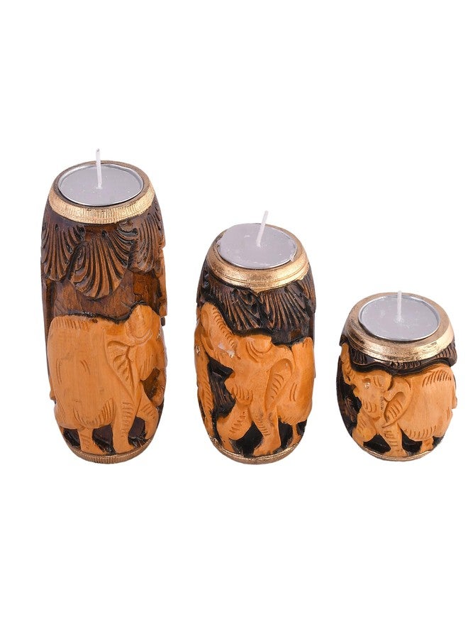 Craftam Wooden Tea Light Candle Stand Holder for Home Décor, Gifts (2,3 and 4 Inch,Set of 3) - Image 2