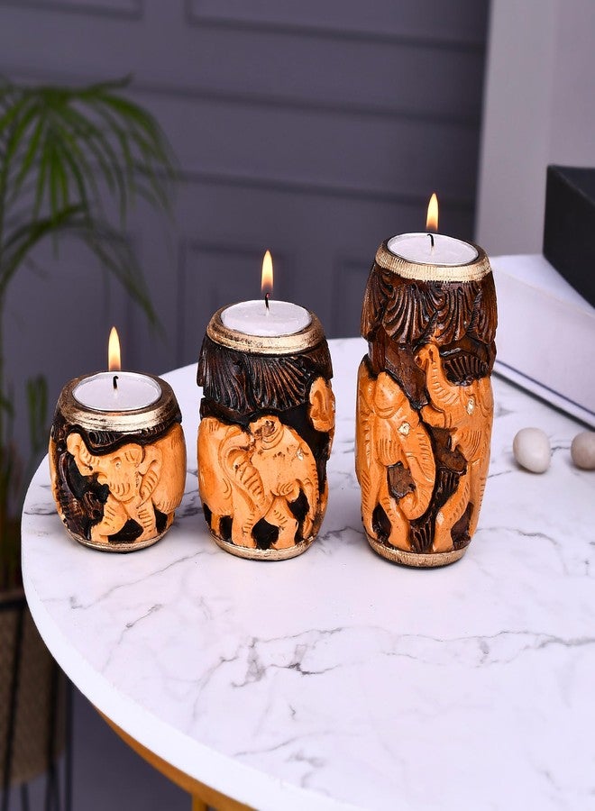 Craftam Wooden Tea Light Candle Stand Holder for Home Décor, Gifts (2,3 and 4 Inch,Set of 3) - Image 1