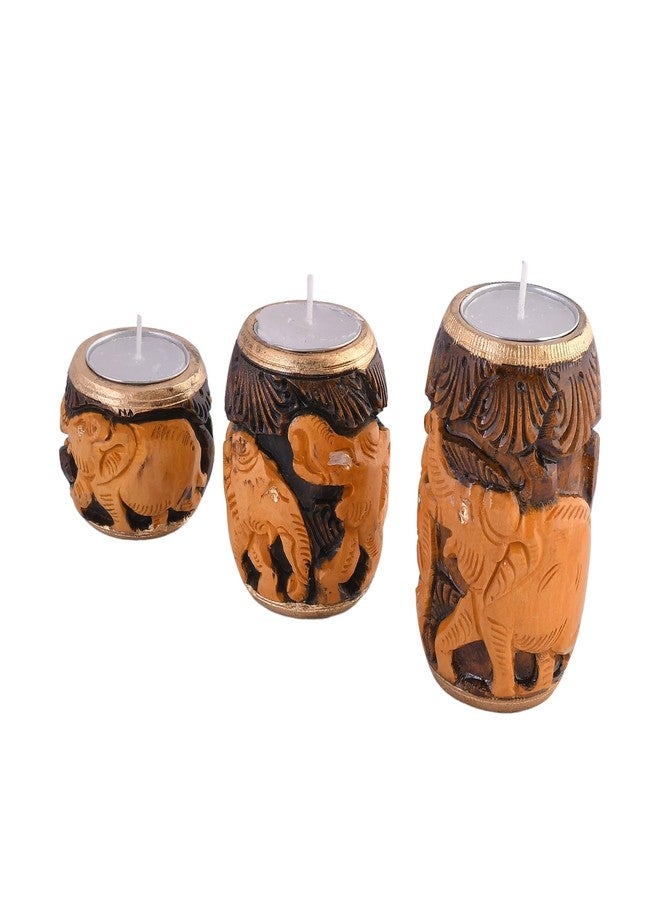Craftam Wooden Tea Light Candle Stand Holder for Home Décor, Gifts (2,3 and 4 Inch,Set of 3) - Image 5