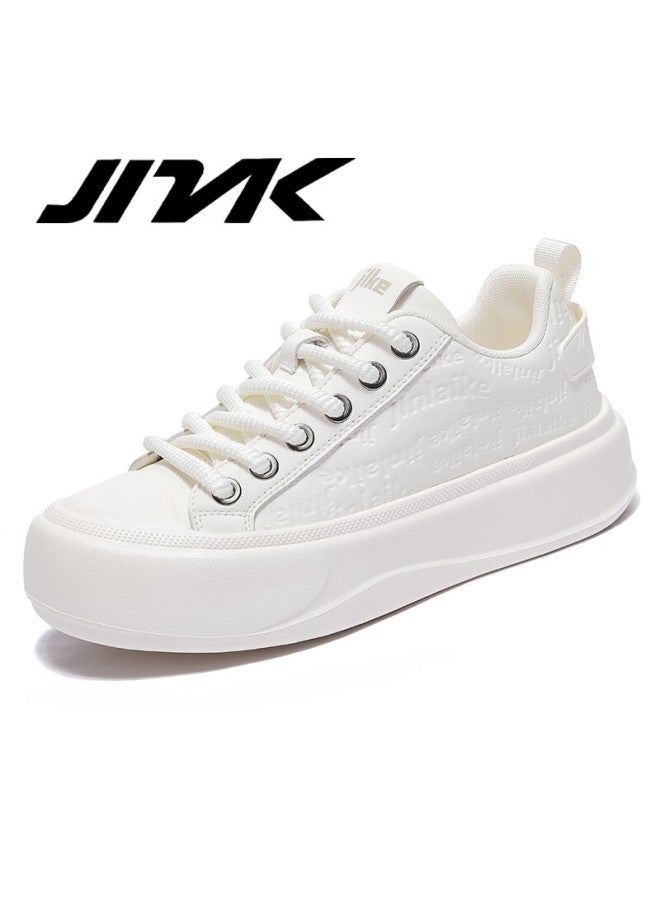 Jinlaike Fashion Casual Sneakers Trendy Versatile Spring Summer Autumn Cowhide Custom Uni Couple Shoes Beige Size 42 - Image 1