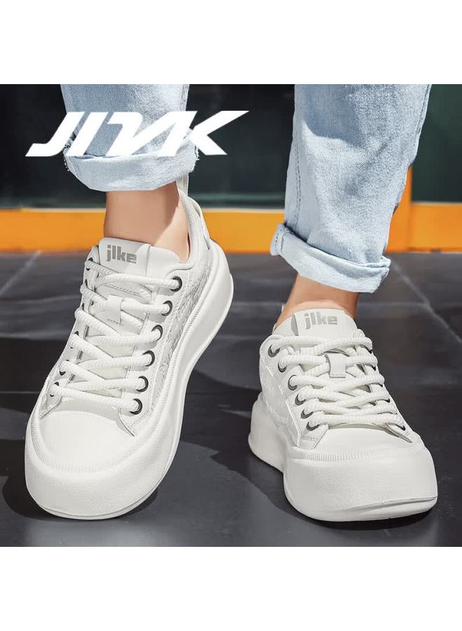 Jinlaike Fashion Casual Sneakers Trendy Versatile Spring Summer Autumn Cowhide Custom Uni Couple Shoes Beige Size 42 - Image 4