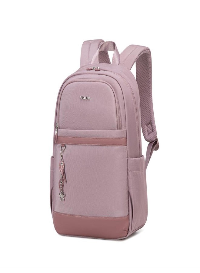 Chantria Small Backpack for Women 13L Compact 14-inch Laptop Bags Multi-pocket Water-resistant Stylish Backpacks with Fashion Pendant, Ladies Backpack for Daypack Casual Daily Use, Pale Mauve - Image 1