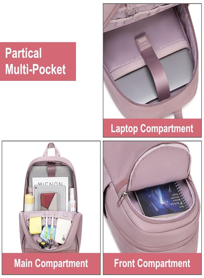 Chantria Small Backpack for Women 13L Compact 14-inch Laptop Bags Multi-pocket Water-resistant Stylish Backpacks with Fashion Pendant, Ladies Backpack for Daypack Casual Daily Use, Pale Mauve - Image 3