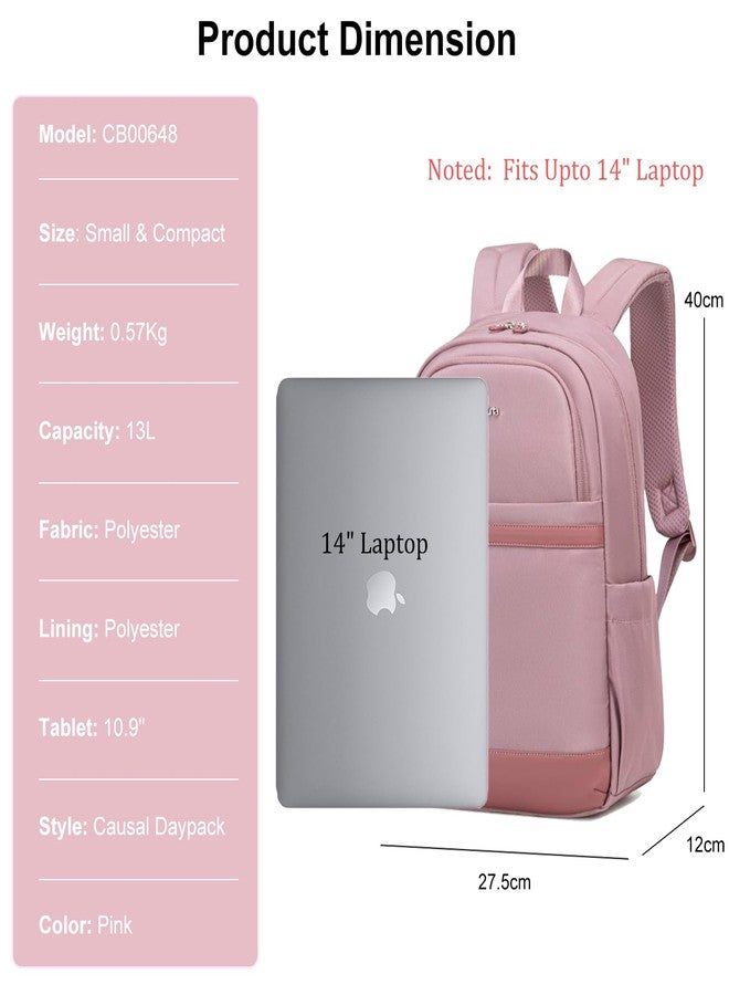 Chantria Small Backpack for Women 13L Compact 14-inch Laptop Bags Multi-pocket Water-resistant Stylish Backpacks with Fashion Pendant, Ladies Backpack for Daypack Casual Daily Use, Pale Mauve - Image 2