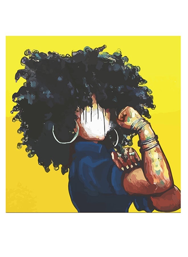 RYN Women Themed Decorative Wall Art Yellow/Blue/Black 30x30cm - Image 2