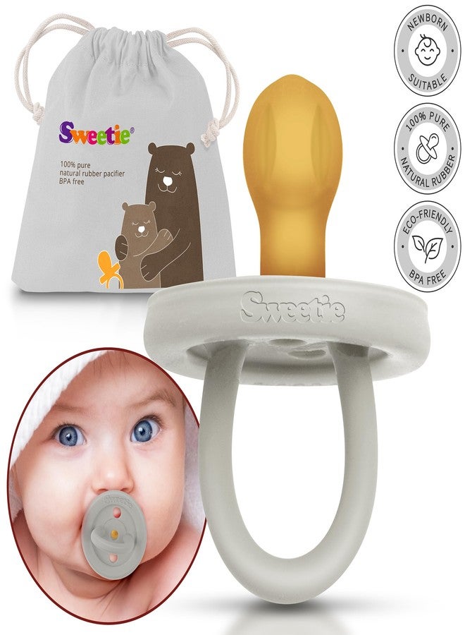 SWEETIE Rubber Pacifier Natural Rubber Pacifier Rounded Grey Large 12-18 Month - Image 2