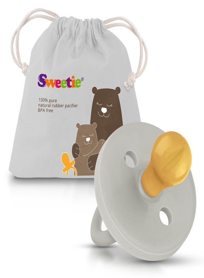 SWEETIE Rubber Pacifier Natural Rubber Pacifier Rounded Grey Large 12-18 Month - Image 1