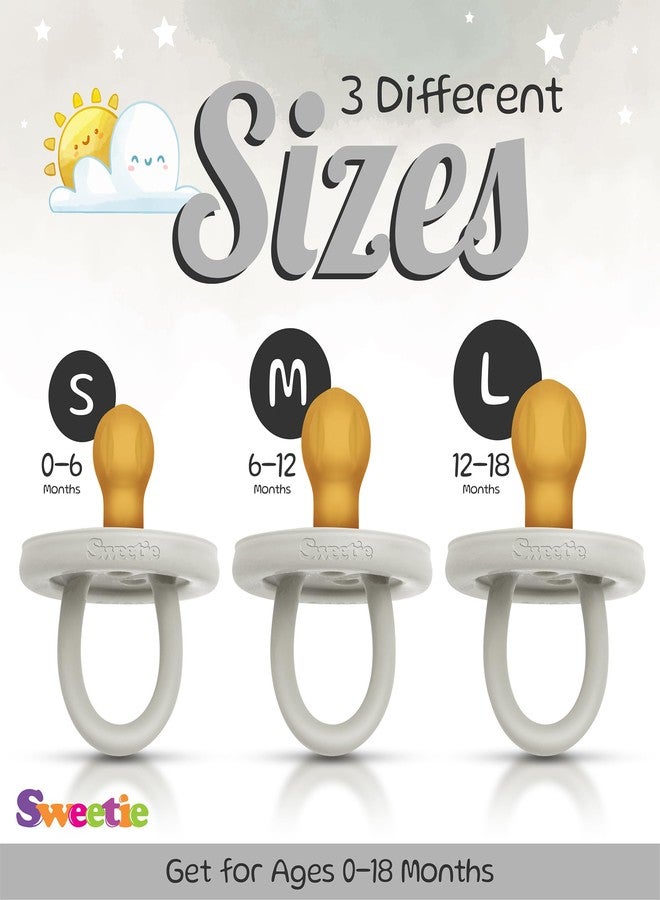 SWEETIE Rubber Pacifier Natural Rubber Pacifier Rounded Grey Large 12-18 Month - Image 3