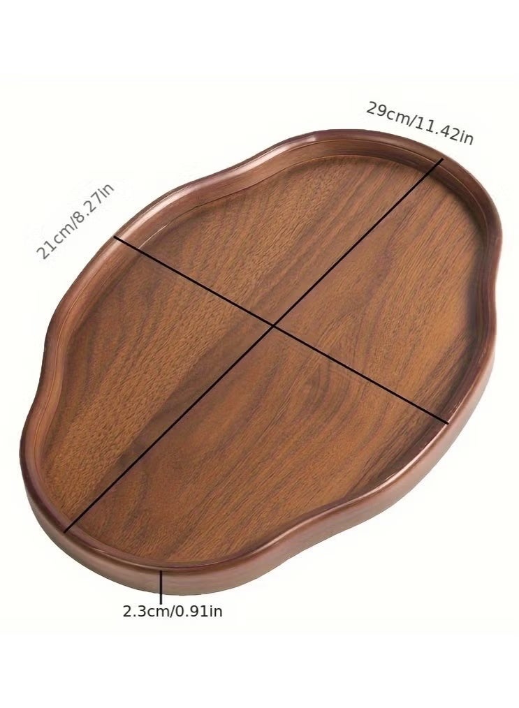 SILADEFU Wooden decorative tray, snack and afternoon tea saucer tray, candlestick tray, coffee set tray, storage tray, place tableware, coffee utensils or jewelry, suitable for daily afternoon tea, breakfast, living room, office, hotel - Image 2