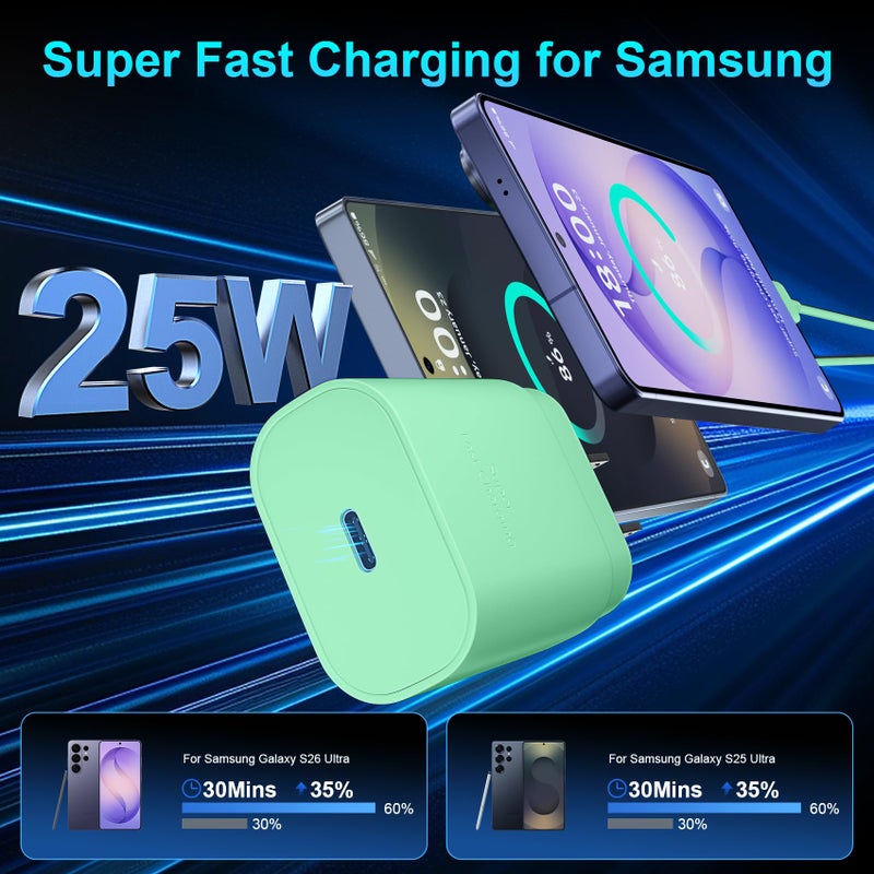 Vilive Super Fast Charger Type C, 25W USB C Wall Charger Fast Charging for Samsung Galaxy S26 Ultra/S26/S26+/S25 Ultra/S25/24 Ultra/S24/S23 Ultra/S22 Ultra with 10FT Long Android Type C Charger Cable 2Pack - Image 2