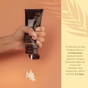 He-Shi HeShi Gradual Tan Moisturiser Day to Day Medium Tanning Lotion Natural Self Tanning Lotion Bronze Glow with Vitamin E Vegan Cruelty Free Hydrating Tan for Face Body 200ml - Image 3