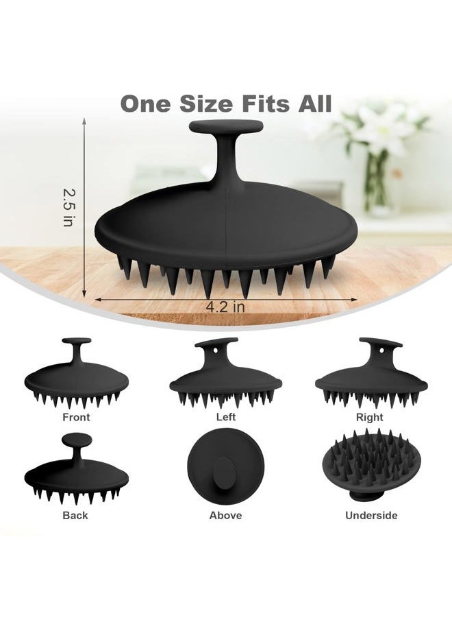 Meartchy Silicone Scalp Massager Shampoo Brush, Scalp Brush for Hair Growth & Dandruff Removal, Hair Scrubber Scalp Stimulator Exfoliator Brush with Soft Bristles for Wet Dry Scalp Care (Black)  - Image 2