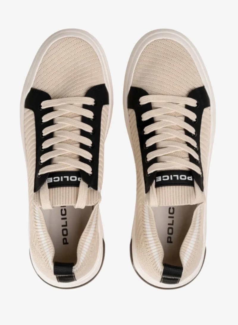 Police Police Men's Court Low-Top Sneakers with Contrast Collar Detailing, Tennis-Inspired Design & Thermoplastic Rubber Sole – White
