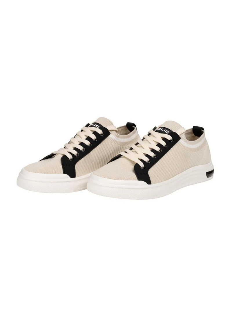 بوليس Police Men's Court Low-Top Sneakers with Contrast Collar Detailing, Tennis-Inspired Design & Thermoplastic Rubber Sole – White