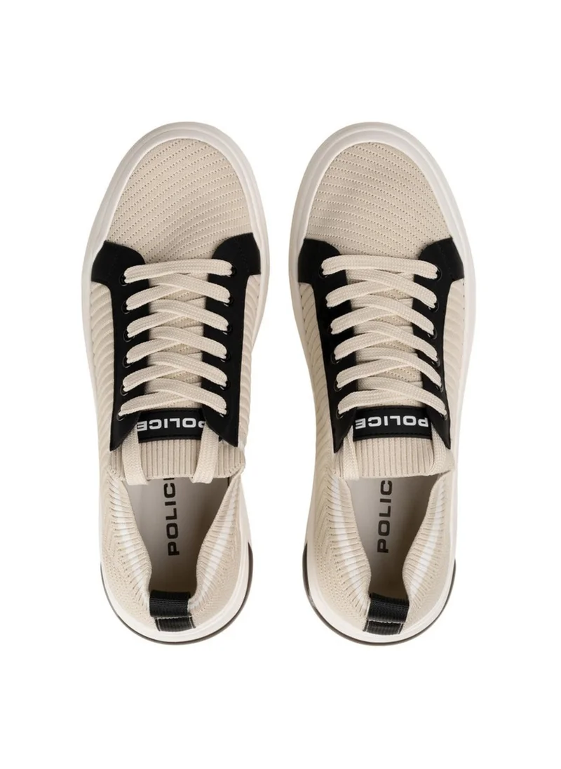 بوليس Police Men's Court Low-Top Sneakers with Contrast Collar Detailing, Tennis-Inspired Design & Thermoplastic Rubber Sole – White