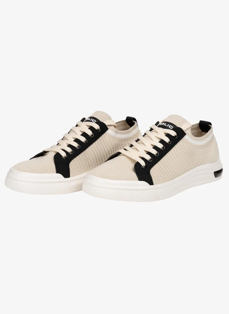 بوليس Police Men's Court Low-Top Sneakers with Contrast Collar Detailing, Tennis-Inspired Design & Thermoplastic Rubber Sole – White
