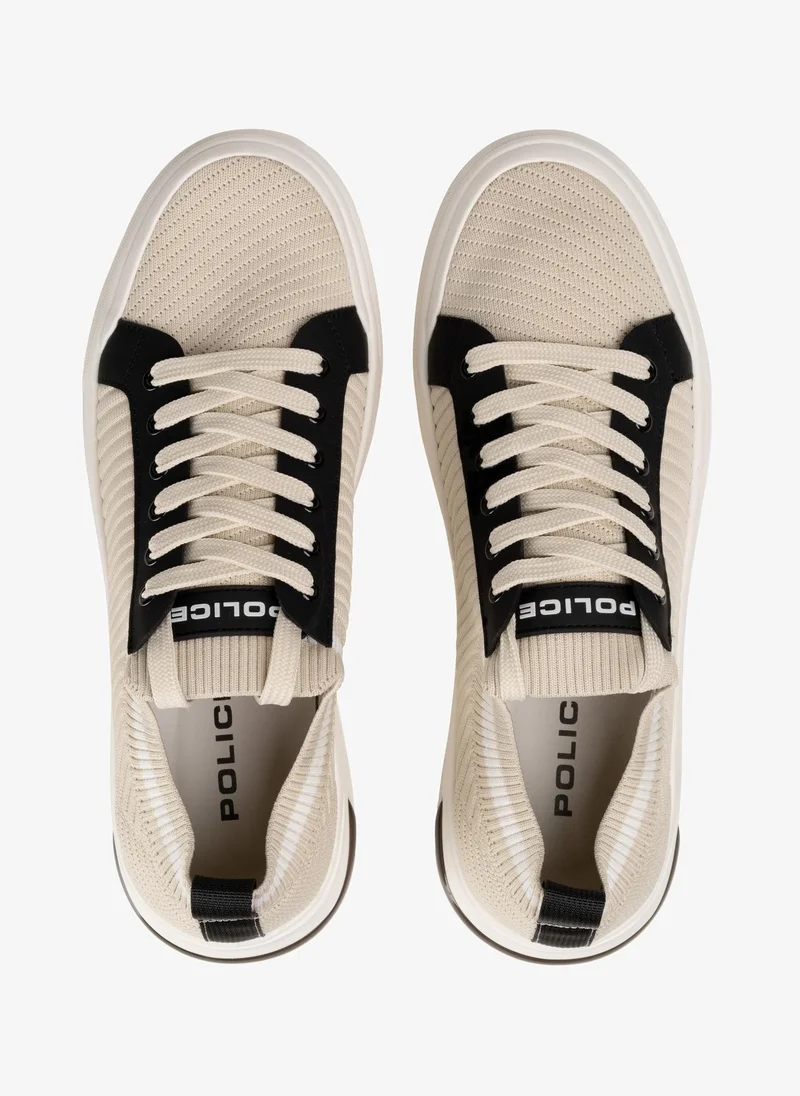 بوليس Police Men's Court Low-Top Sneakers with Contrast Collar Detailing, Tennis-Inspired Design & Thermoplastic Rubber Sole – White