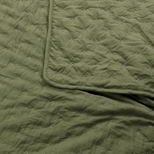 ROARINGWILD California Cal King Size Cloud Quilt Bedding Sets with 2 Pillow Shams, Green Olive Oversized Lightweight Bedspread Coverlet, All Season, 3 Pieces, 118x106 inches - Image 3