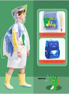 KASTWAVE Kids Rain Coat Children Hooded Raincoat Cape Durable Waterproof Kindergarten Student Reusable Rainwear Green Boys Girls Raincoat Student Rainwear Transparent Dinosaur Years  - Image 2