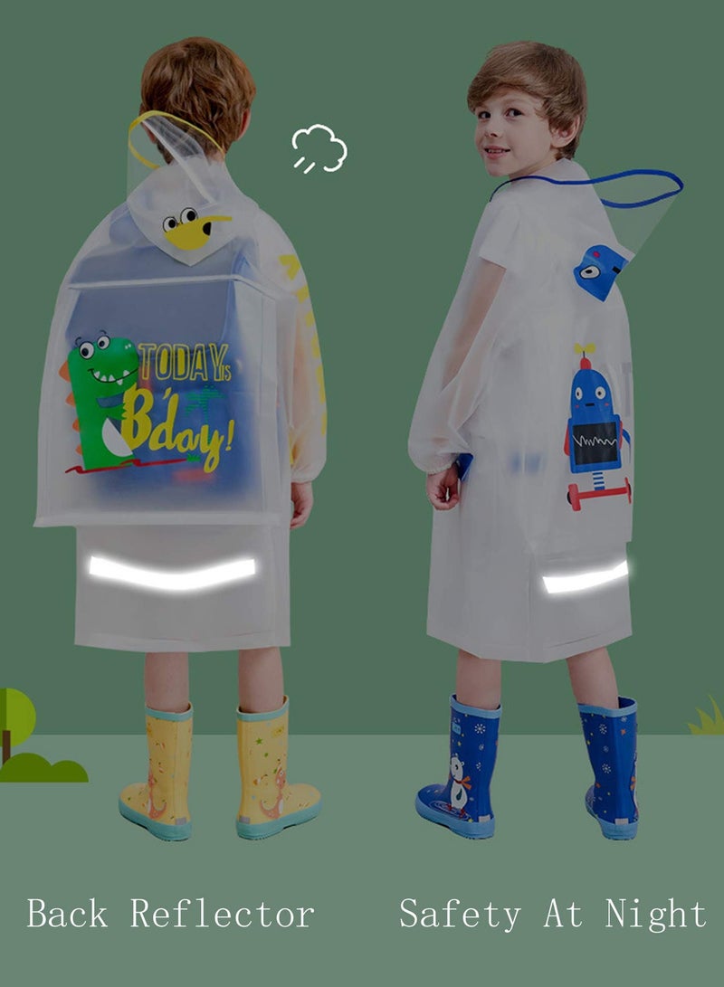 KASTWAVE Kids Rain Coat Children Hooded Raincoat Cape Durable Waterproof Kindergarten Student Reusable Rainwear Green Boys Girls Raincoat Student Rainwear Transparent Dinosaur Years  - Image 4