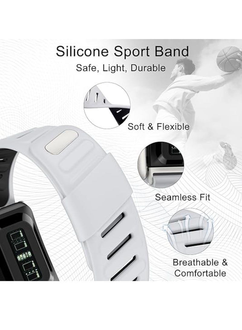 اووكاي سوار معصم سيليكون متين ومريح، متوافق مع سوار WHOOP 5.0، مصنوع من السيليكون الناعم المتين، قابل للتهوية، رياضي، قابل للتعديل، مقاوم للماء، مزود بحلقة معدنية، للرجال والنساء، مع موصل إطار معدني (رمادي فاتح وأسود). - Image 4