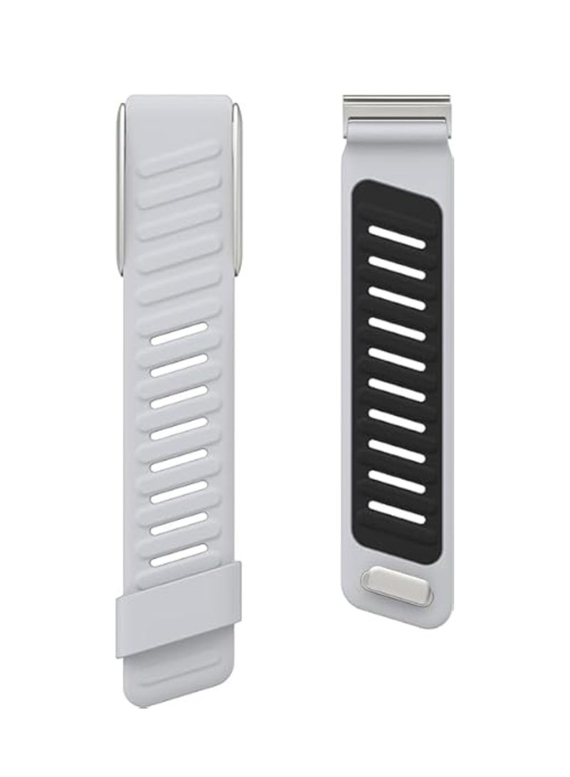 اووكاي سوار معصم سيليكون متين ومريح، متوافق مع سوار WHOOP 5.0، مصنوع من السيليكون الناعم المتين، قابل للتهوية، رياضي، قابل للتعديل، مقاوم للماء، مزود بحلقة معدنية، للرجال والنساء، مع موصل إطار معدني (رمادي فاتح وأسود). - Image 3