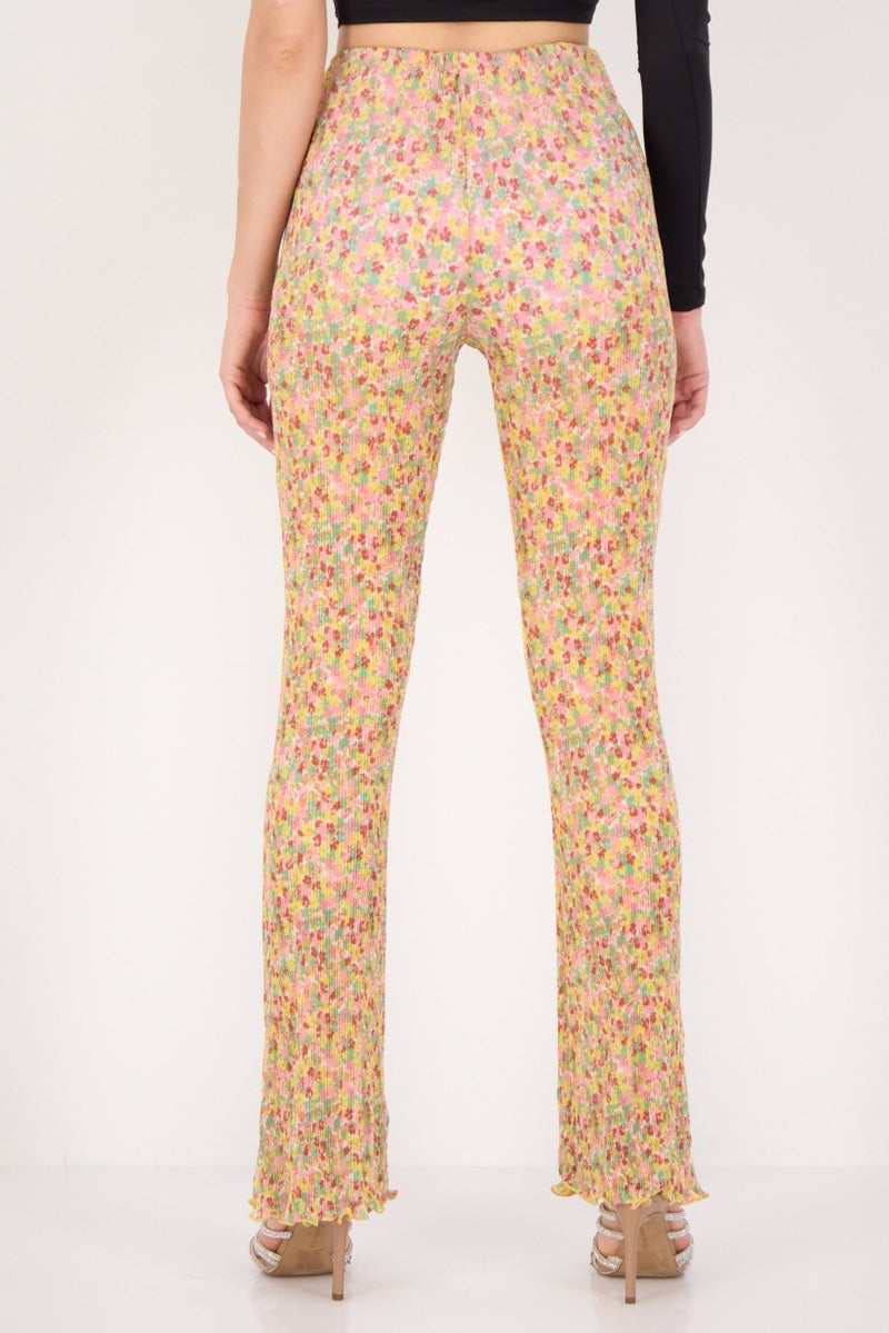 Bershka بنطلون نسائي بقصة عادية بطبعة شاملة، متعدد الألوان - Image 3