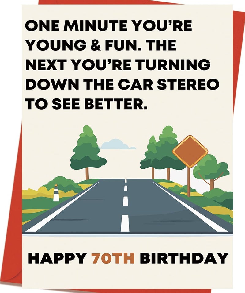OJsensai Funny 70th Birthday Card & Gifts for Women Men,Happy 70 Year Old Birthday Decorations for Dad Mom - Image 1