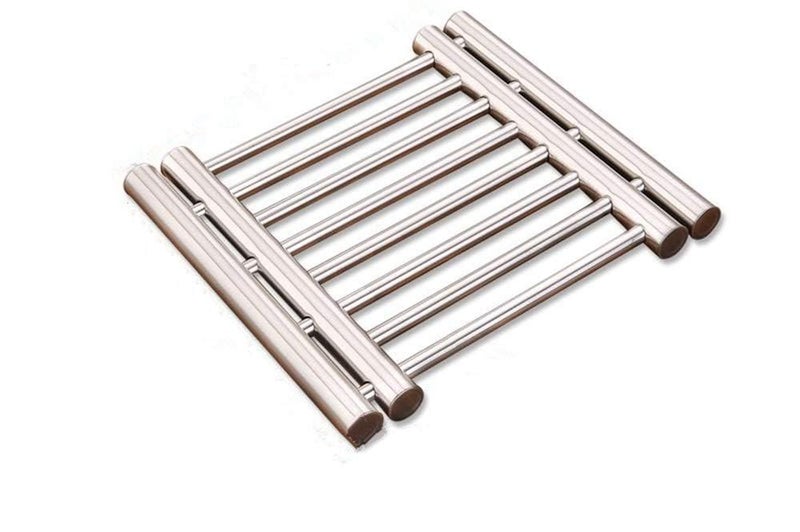 Divik Durable Thick Convenient Pot Mat Kitchen Dining Tableware Accessories Extendable Stainless Steel Cooking Pot Coaster Table Mat (1Pcs) - Image 1