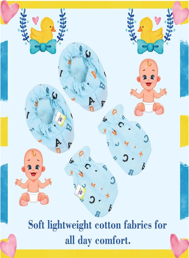 Toddylon Baby Mitten and Booties Set New Born Cotton Printed Gloves & Socks Combo (Light Multicolor, 0-6 Months) - Image 3