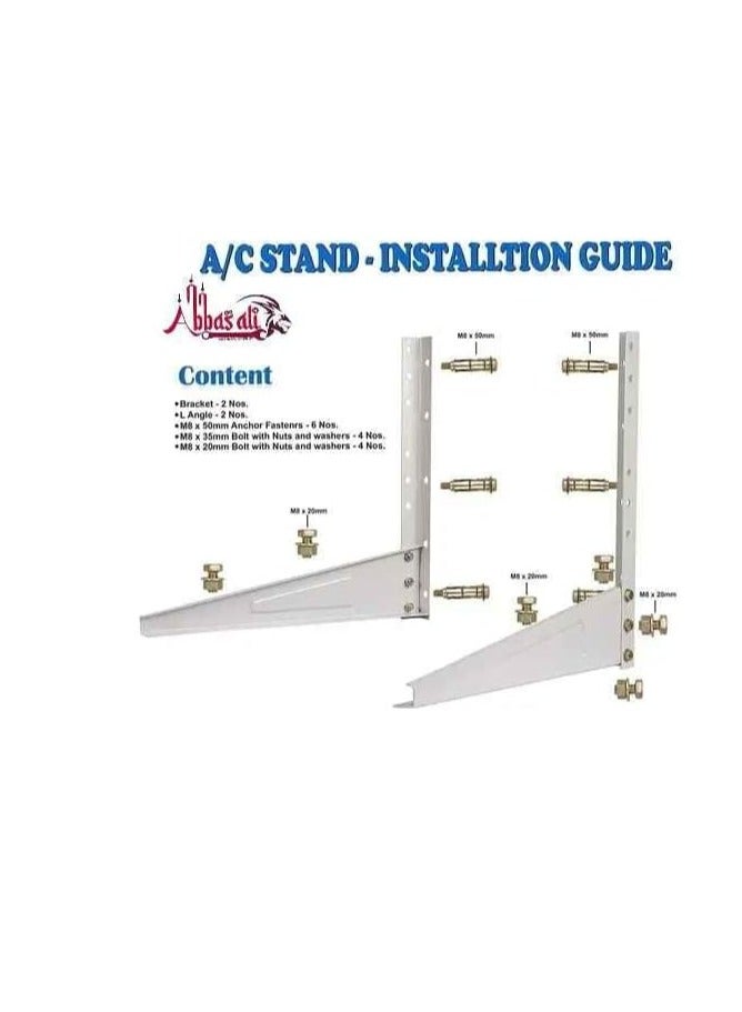 ABBASALI Heavy Duty Air Conditioner Outdoor Wall Mounting Brackets Ac out door stand for 1 Ton, 1.1 Ton, 1.2 Ton, 1.5 Ton, 2 Ton Outdoor Units With FIX Bolts, T SPANNER & Glove (600x600 mm)  - Image 3
