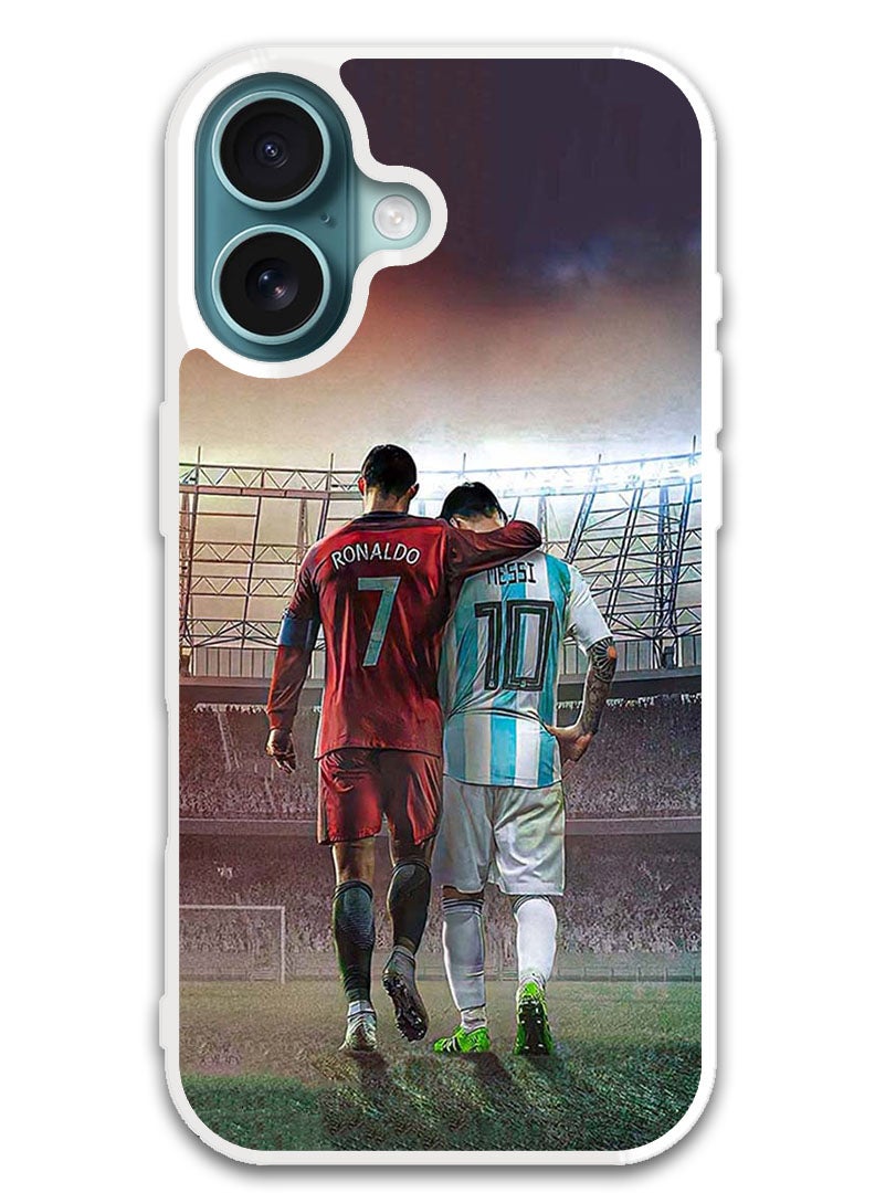 Theodor Protective Case Cover For APPLE IPHONE 16 Plus Ronaldo Messi (White Bumper) - Image 1