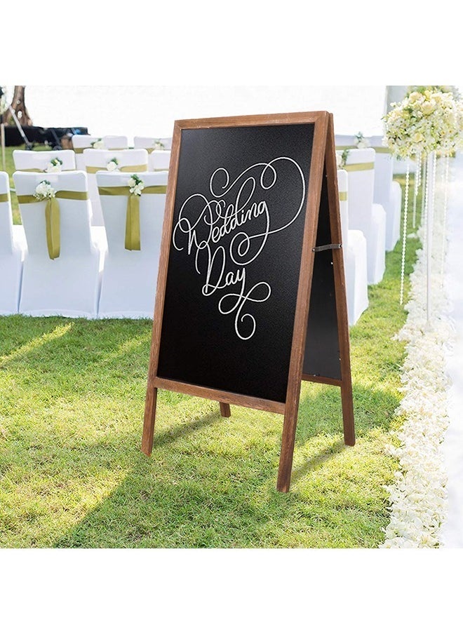 Generic - Wooden Chalkboard Double Sided Magnetic Blackboard Stand A Frame Sign Board with 2 Cleaning Cloths Drawing Easel Standing Menu Board for Restaurant Cafe Bar wedding birthday Party 50x100cm - Image 1