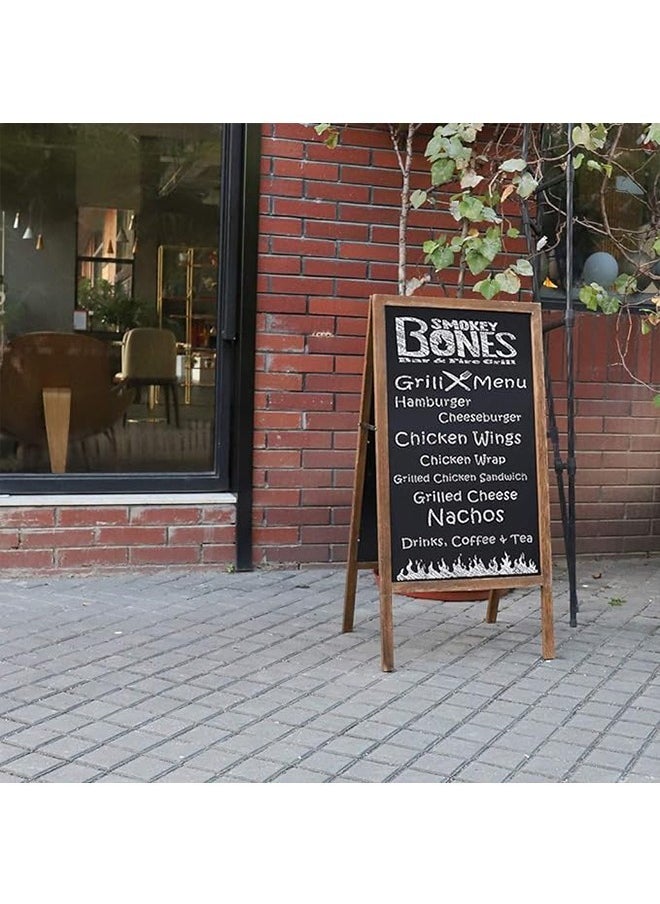 Generic - Wooden Chalkboard Double Sided Magnetic Blackboard Stand A Frame Sign Board with 2 Cleaning Cloths Drawing Easel Standing Menu Board for Restaurant Cafe Bar wedding birthday Party 50x100cm - Image 1