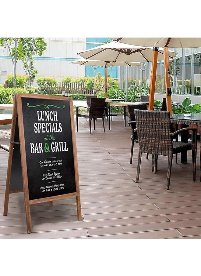 Generic - Wooden Chalkboard Double Sided Magnetic Blackboard Stand A Frame Sign Board with 2 Cleaning Cloths Drawing Easel Standing Menu Board for Restaurant Cafe Bar wedding birthday Party 50x100cm - Image 1