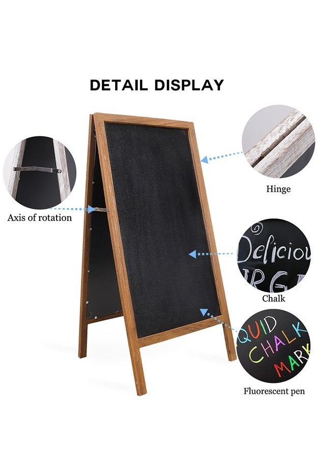 Generic - Wooden Chalkboard Double Sided Magnetic Blackboard Stand A Frame Sign Board with 2 Cleaning Cloths Drawing Easel Standing Menu Board for Restaurant Cafe Bar wedding birthday Party 50x100cm - Image 1