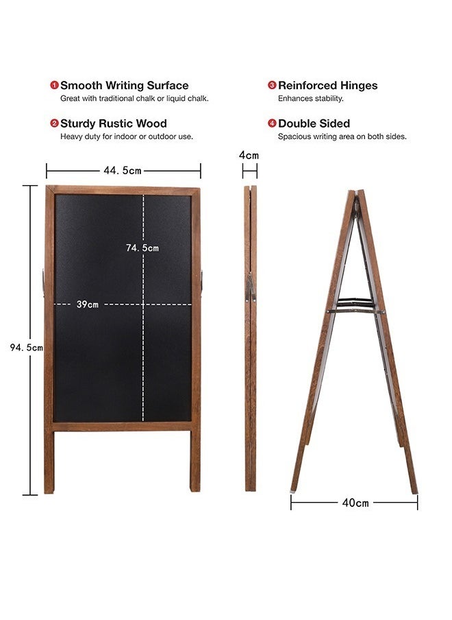 Generic - Wooden Chalkboard Double Sided Magnetic Blackboard Stand A Frame Sign Board with 2 Cleaning Cloths Drawing Easel Standing Menu Board for Restaurant Cafe Bar wedding birthday Party 50x100cm - Image 1