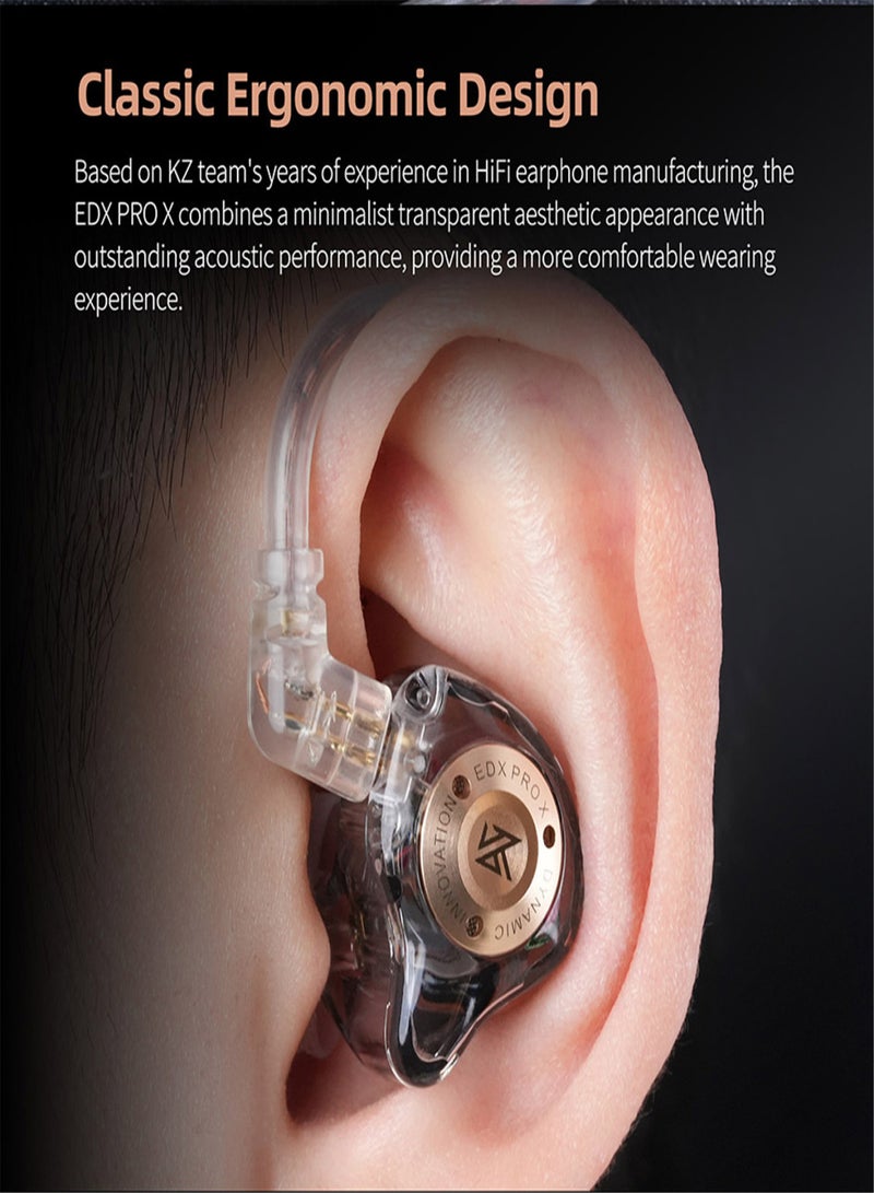 كي زد سماعات أذن KZ EDX Pro X داخل الأذن مزودة بمراقبة المسرح ووحدة ديناميكية مغناطيسية مزدوجة وسماعات أذن صدمات باس مع كابل قابل للفصل 0.75 مم وسماعة رأس سلكية مريحة (بدون ميكروفون) - Image 4