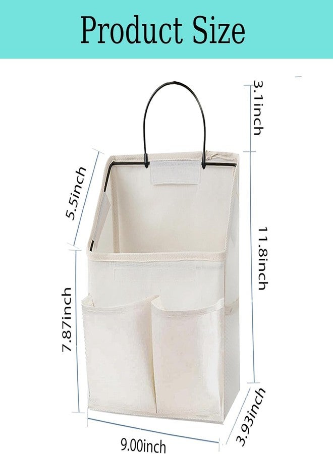 Someteth 2 Pack Wall Hanging Storage Basket,Wall Hanging Organizer Bags with Pockets, Wall organizer Storage for Dormitory Bathroom Bedroom Kitchen(White-upgraded) - Image 2