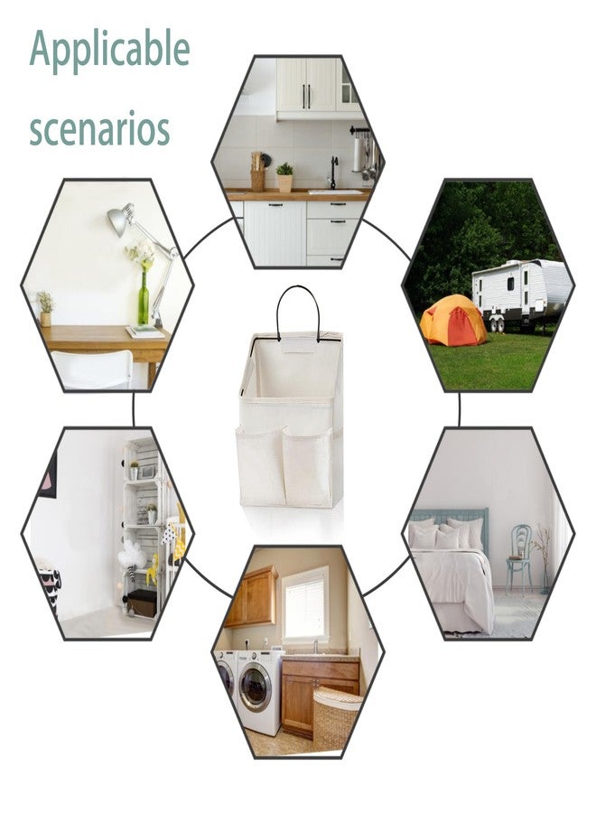 Someteth 2 Pack Wall Hanging Storage Basket,Wall Hanging Organizer Bags with Pockets, Wall organizer Storage for Dormitory Bathroom Bedroom Kitchen(White-upgraded) - Image 5