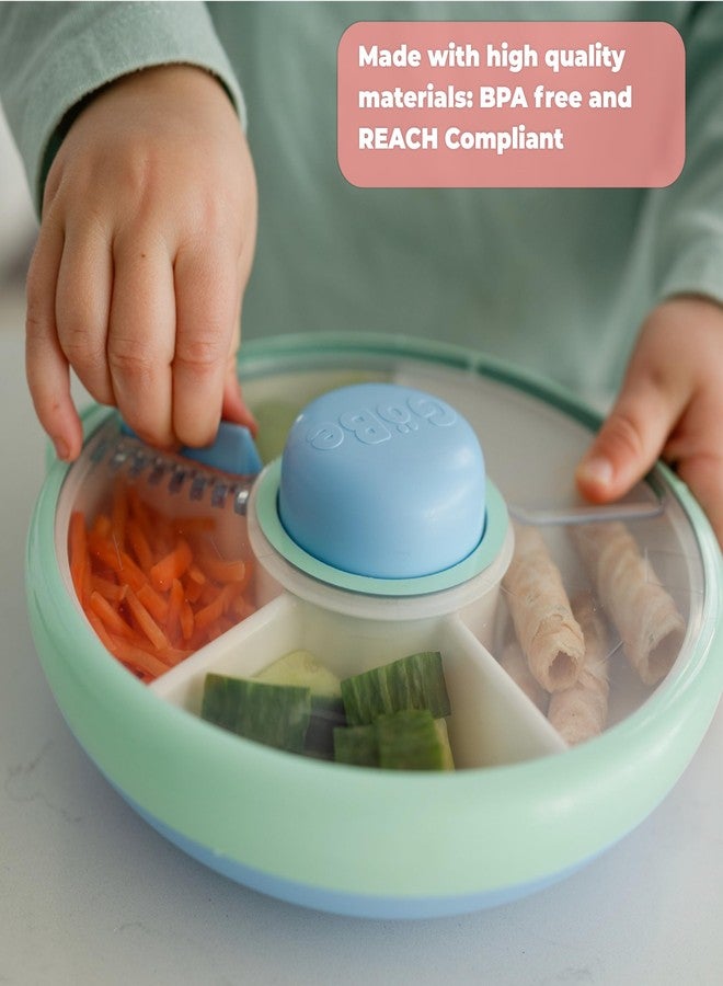 GoBe Kids Small Snack Spinner Slide - Reusable Snack Container with 4 Compartment Dispenser and Lid | BPA/PVC Free | Dishwasher Safe | No Spill - Travel Accessories (Twinberry) - Image 3