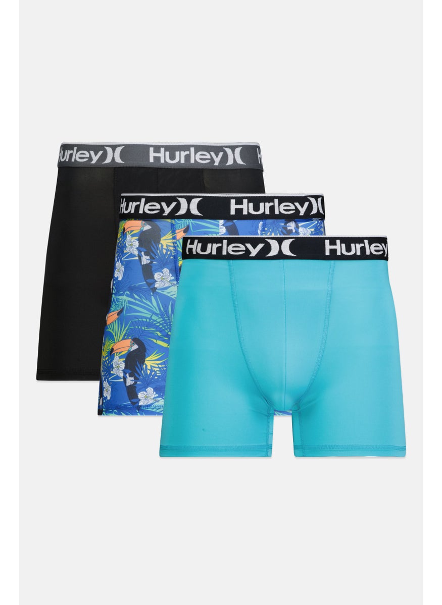 Hurley Men 3 Pcs Brand Logo Boxer Brief Set, Multicolor  - Image 1