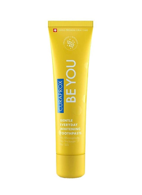 Curaprox Be You Grapefruit + Bergamot Toothpaste Yellow 60ml - Gentle Everyday Whitening Toothpaste - SLS Free, Microplastic Free, Triclosan Free, Fluoride Toothpaste