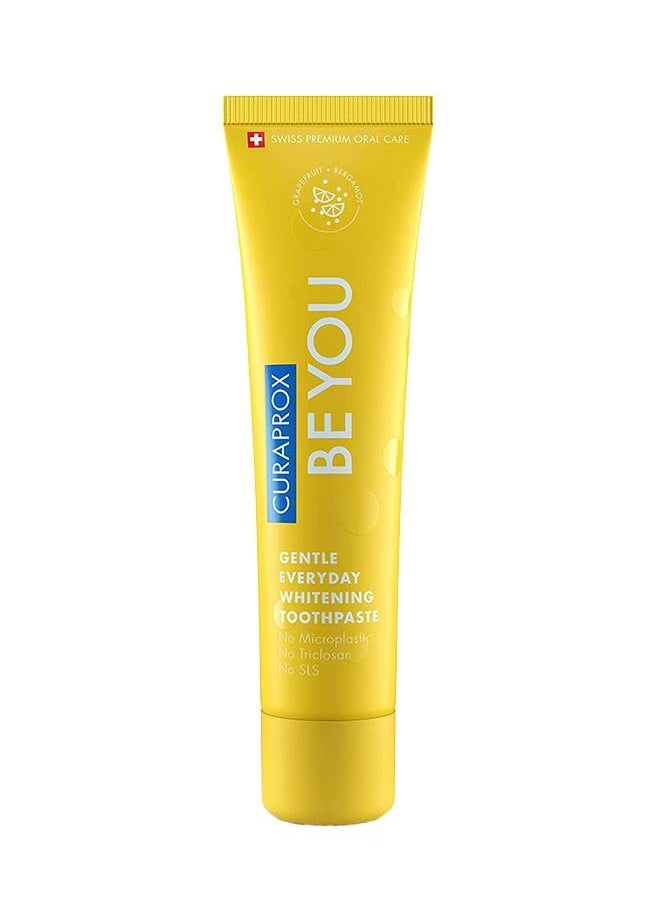 CURAPROX - معجون أسنان كورابروكس بي يو بالجريب فروت + البرغموت أصفر 60 مل - معجون أسنان لطيف للتبييض اليومي - خالٍ من كبريتات الصوديوم الصوديوم، وخالي من البلاستيك الدقيق، وخالي من التريكلوسان، ومعجون أسنان بالفلورايد - Image 1